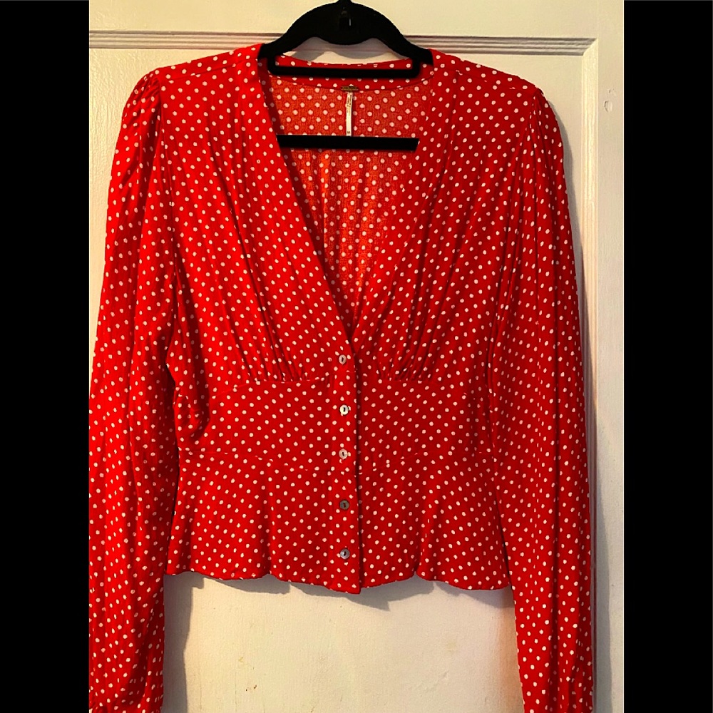 Free People dotted peplum blouse